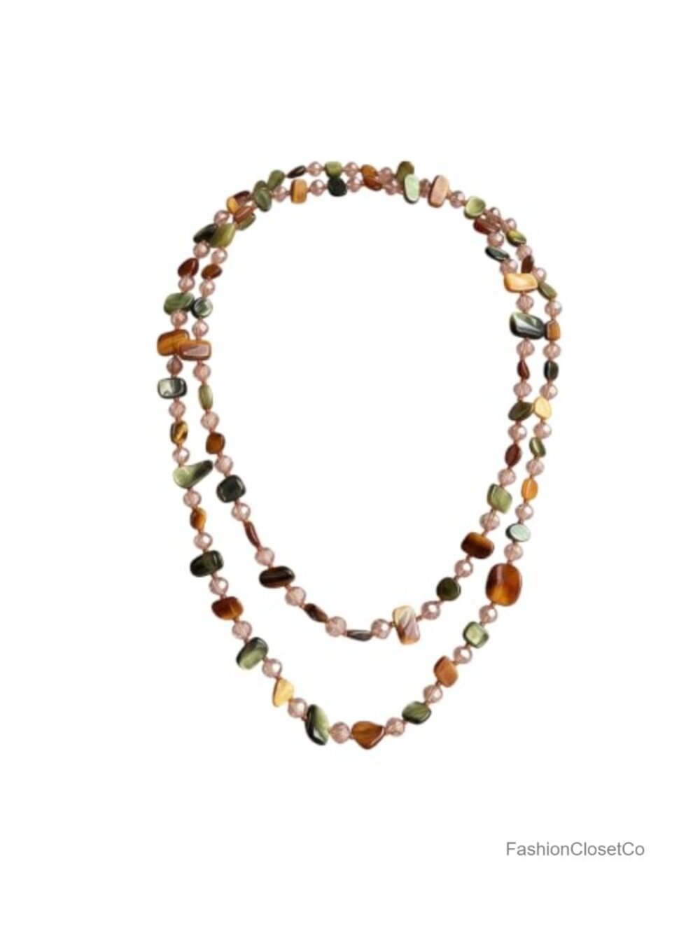 Boho Shell Beaded Long Necklace 47 Inch Glass Beads Women